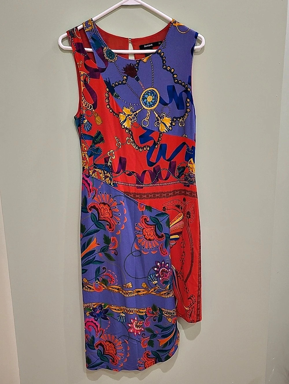 Desigual Vest Tiwa Floral Dress Red & Purple Size 38